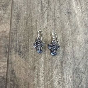 925 Silver Cross Dangle Earrings